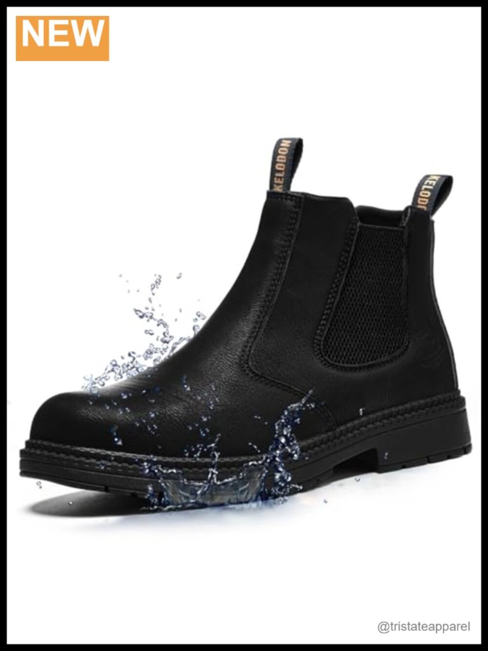 Mens Slip On Steel Toe Work Boots Faux Leather Waterproof Safety